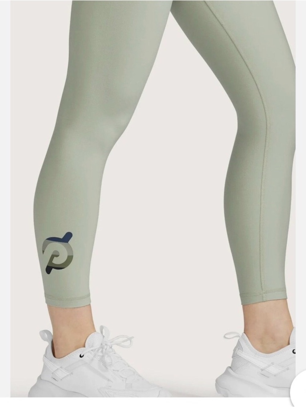 Peloton Sage Green Cropped High-Rise Leggings with Logo